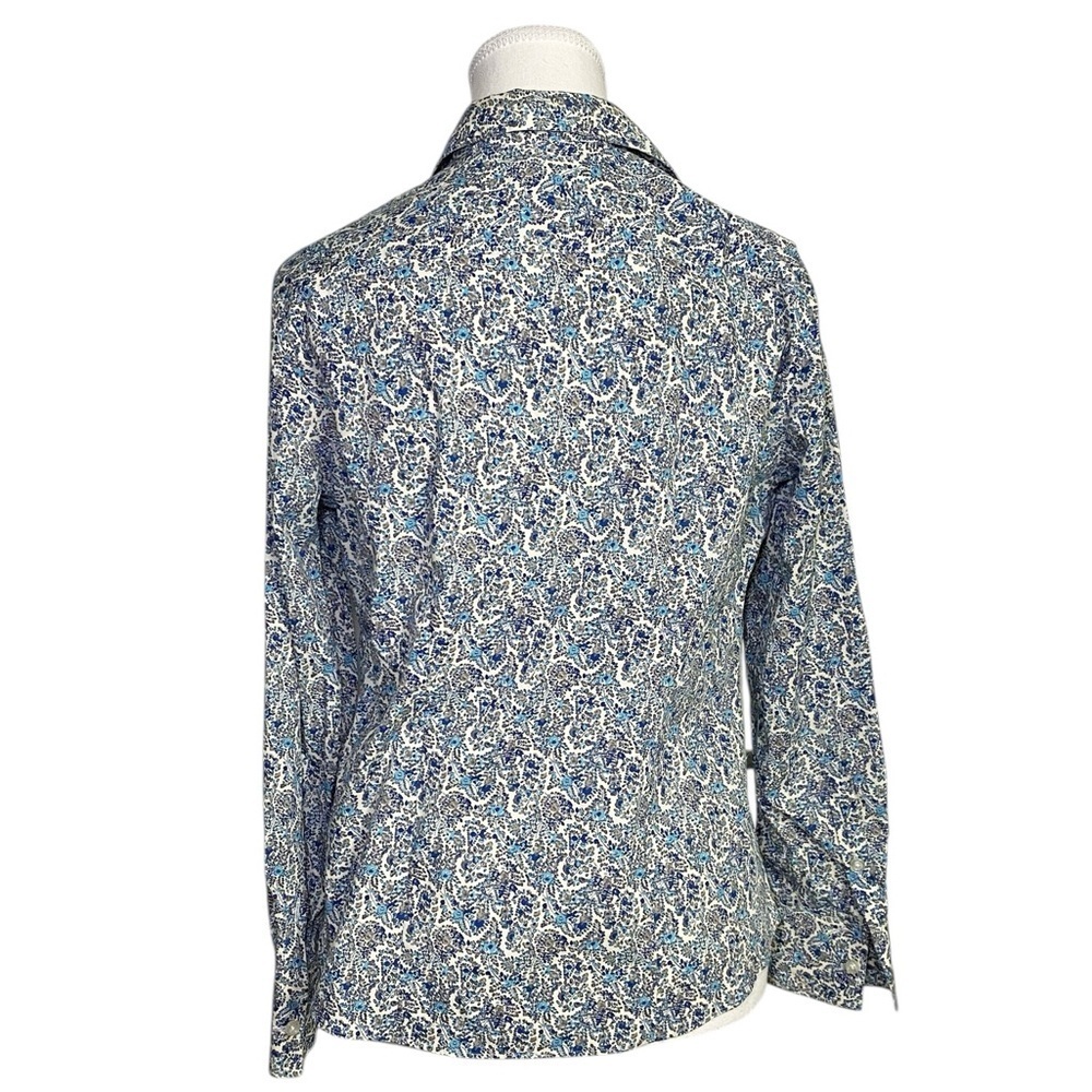 Lands’ End Blue and White Paisley Long Sleeve Button Down Shirt - Picture 2 of 14